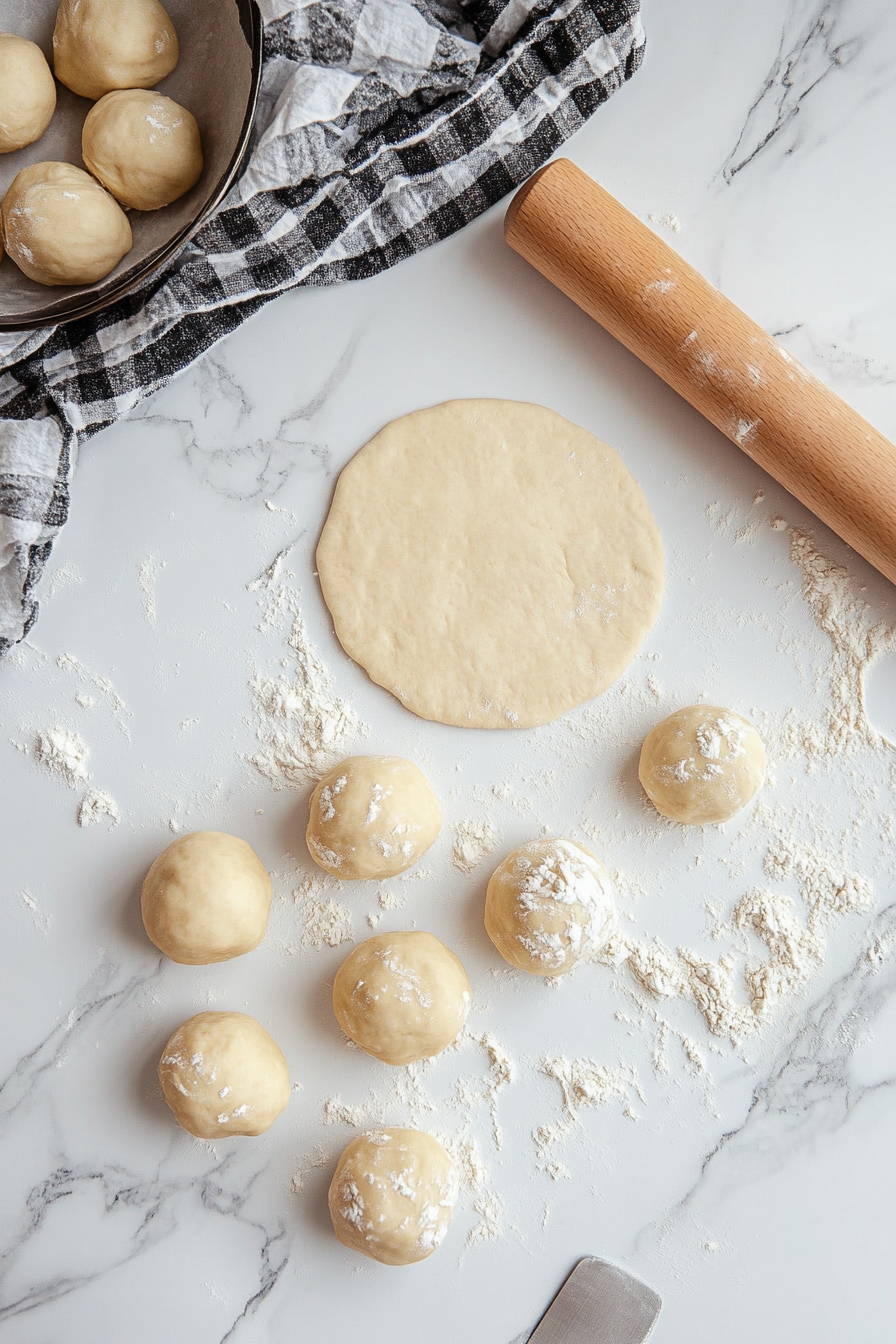 Roll out the dough into thin circles about 3-4 inches in diameter.