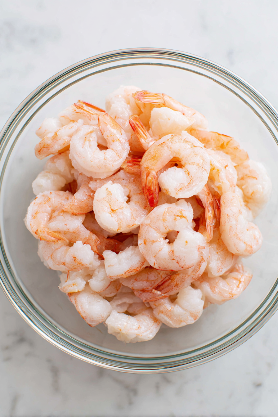 Season peeled shrimp with 2½ tbsp voodoo seasoning and set aside.
