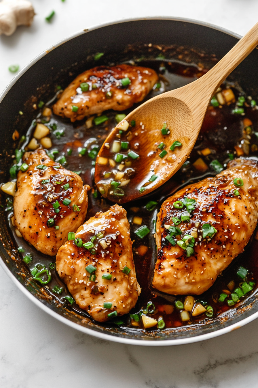 Toss to coat the chicken evenly in the sticky glaze.