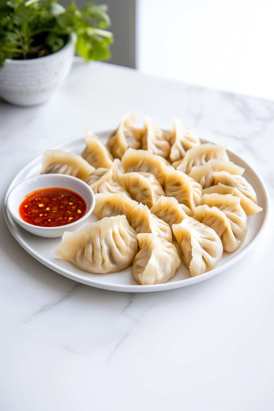 Delicious Steamed Chicken Momos at Home: Serve hot with your favorite dipping sauce like Shack Sauce or enjoy with a chilled glass of Russian Apple Kvas.