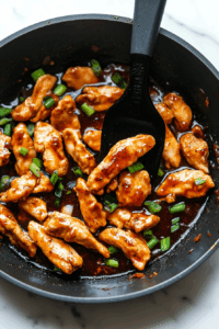 Mix chicken and sauce: Return chicken to the pan, toss well to coat evenly in the sauce, and cook for another 2 minutes.