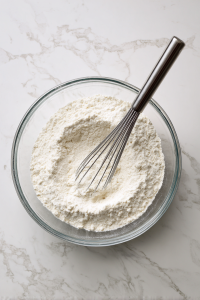 Stir in flour, baking powder, baking soda, and salt until just combined.