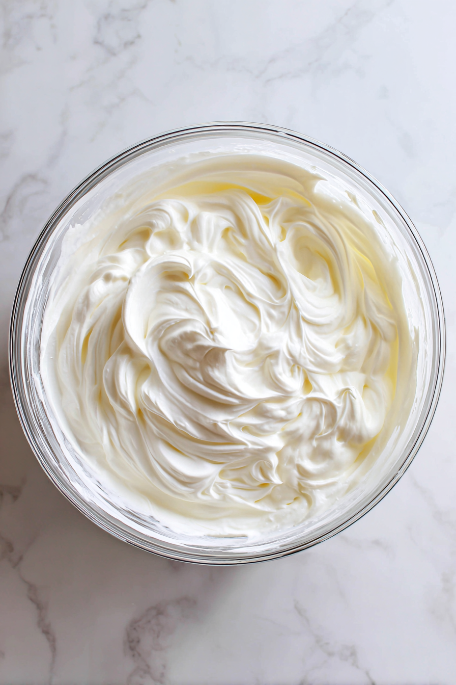 Beat the cream using an electric mixer until stiff peaks form.