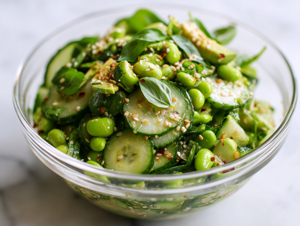 Delicious Cucumber Edamame Salad in 15 Minutes!