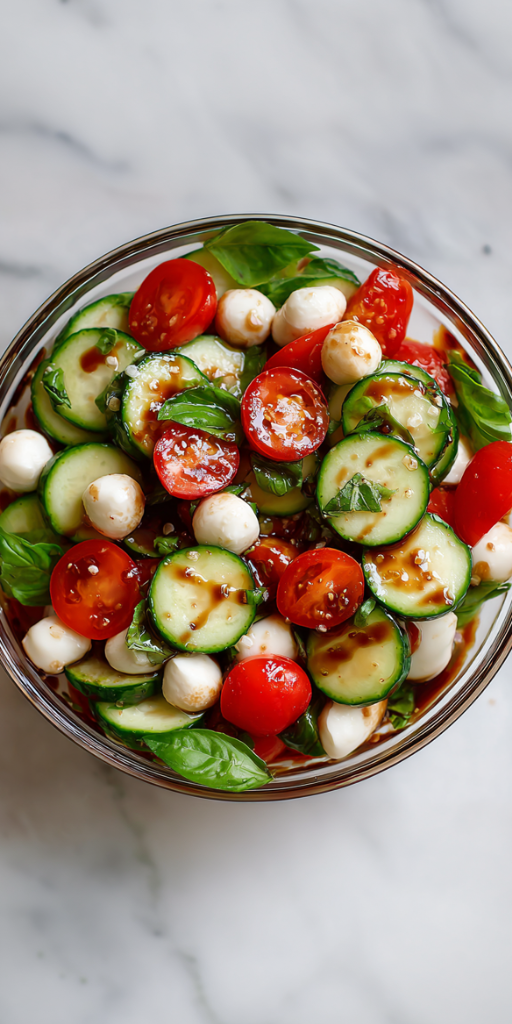 Fresh & Healthy Cucumber Caprese Salad Recipe!