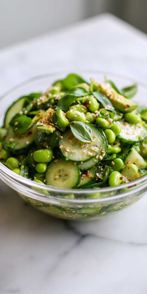 Delicious Cucumber Edamame Salad in 15 Minutes!