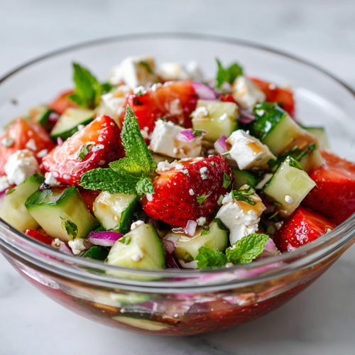 Easy Summer Cucumber Strawberry Salad Recipe!