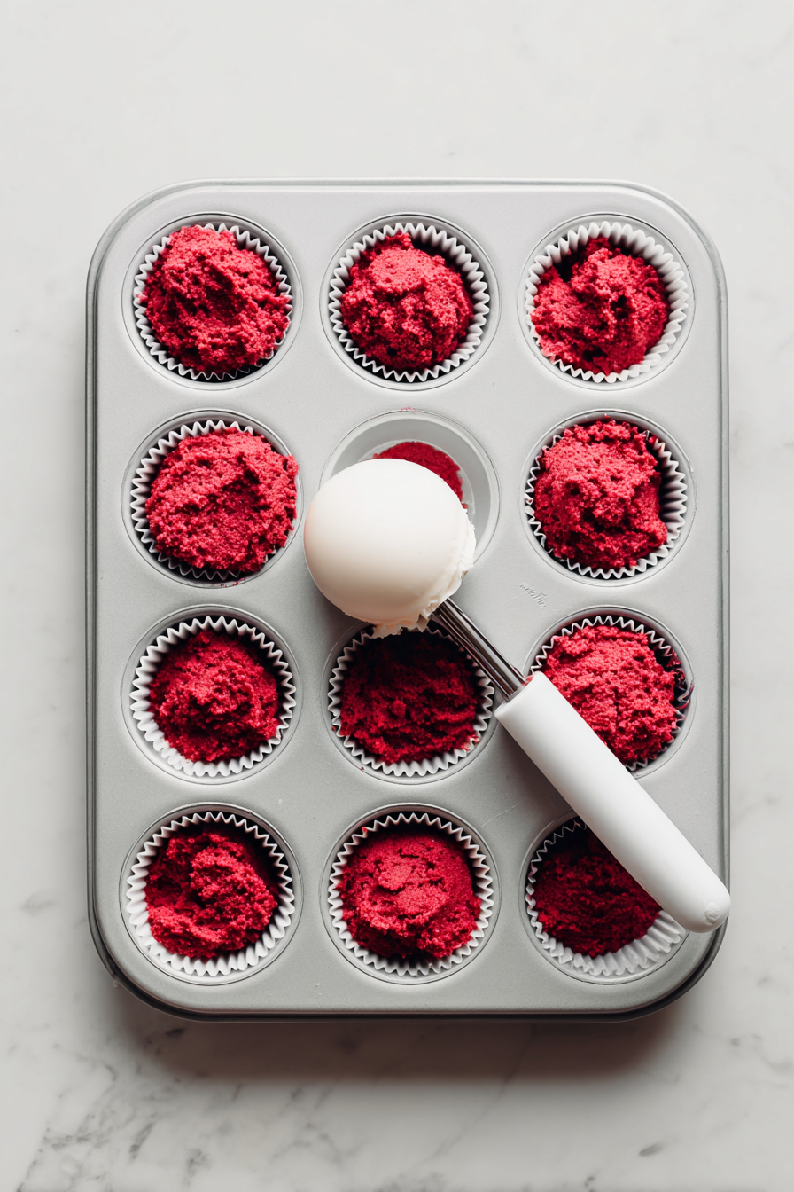 Spoon batter into cupcake liners, filling about 2/3 full.