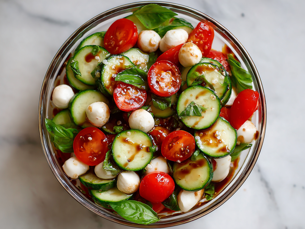 Fresh & Healthy Cucumber Caprese Salad Recipe!