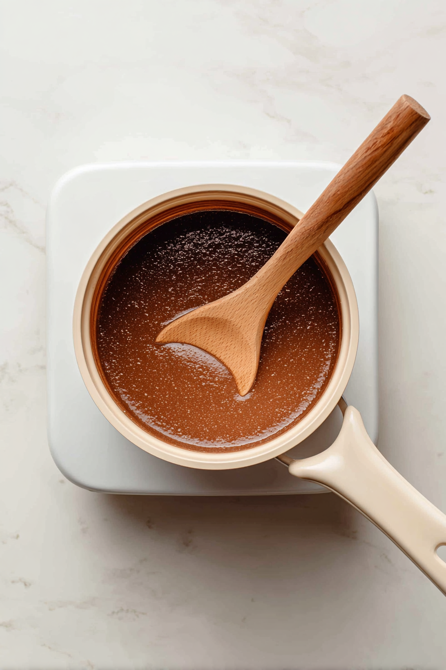 Heat refried beans and enchilada sauce separately in small saucepans over low heat.