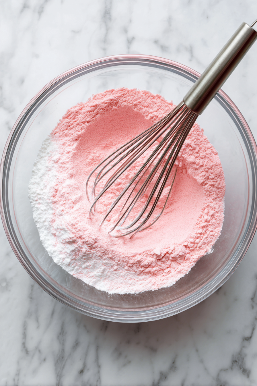 Whisk flour, gelatin, baking powder, salt, and baking soda in a bowl.