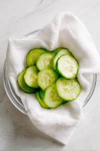 Drain the cucumbers and pat dry lightly.
