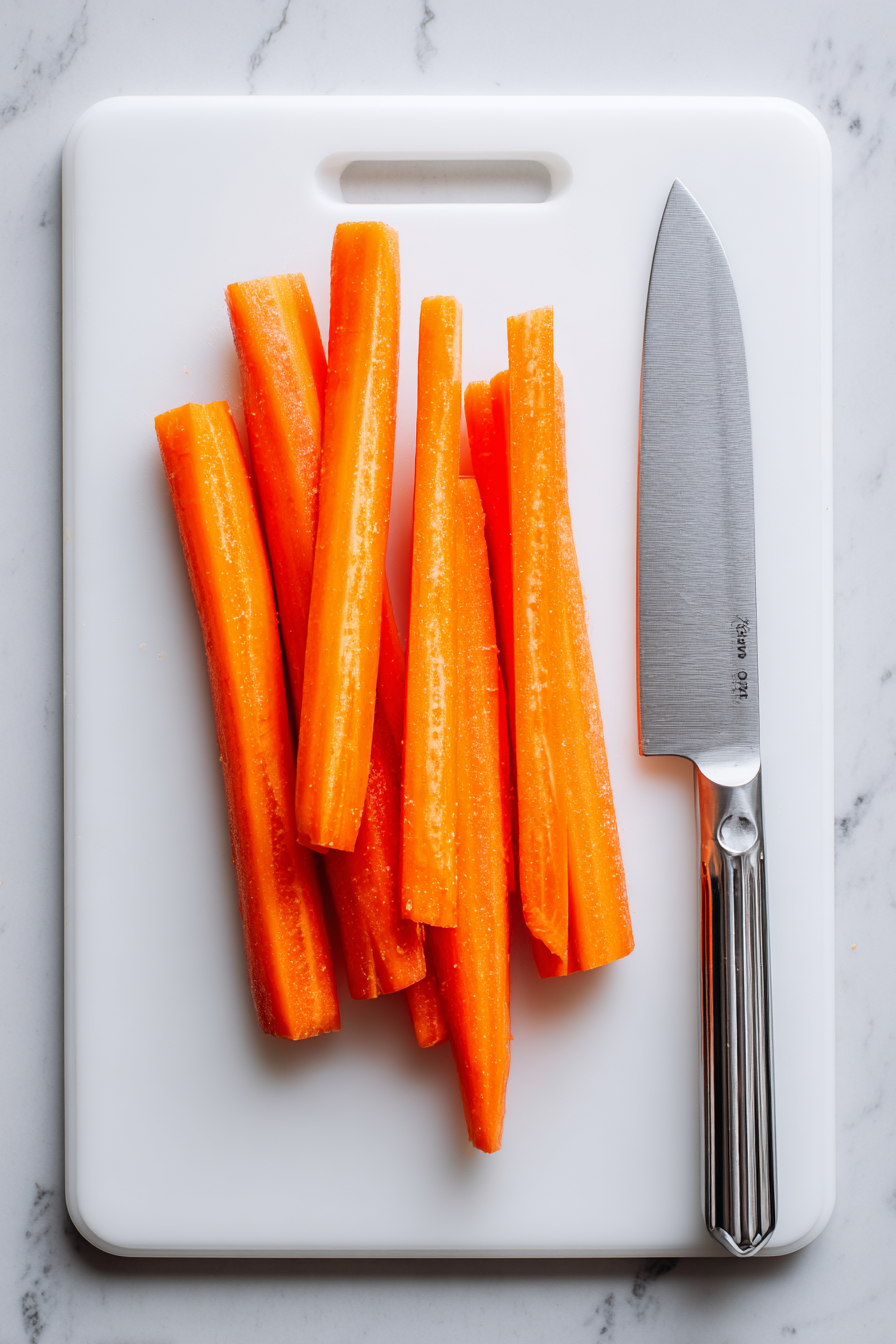 Peel and julienne the carrots; thinly slice the cucumbers and green onions.
