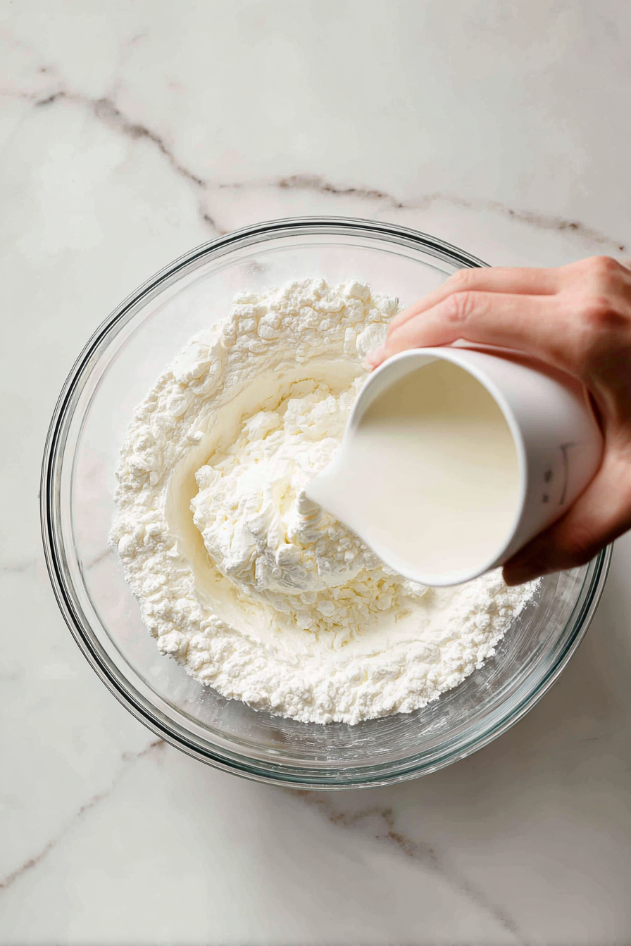 Pour 1 pint of heavy whipping cream into a large mixing bowl.