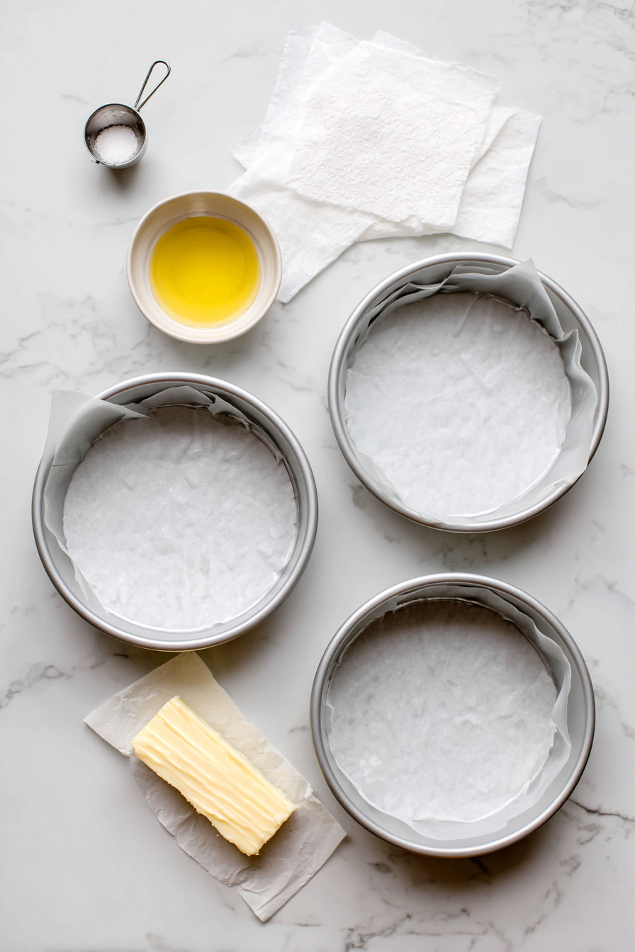 Preheat oven to 350°F (175°C). Grease and line cake pans.