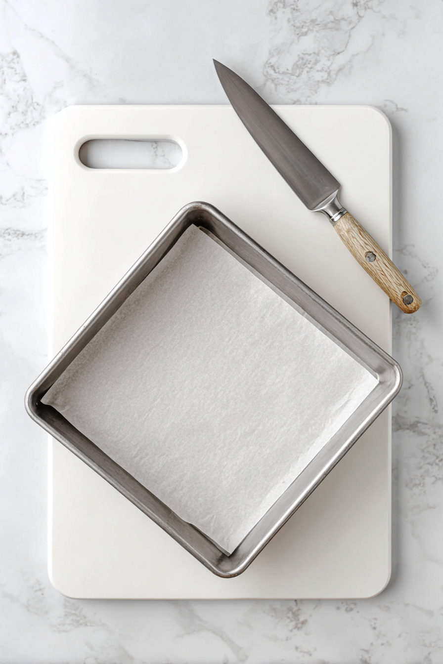Preheat oven to 350°F (175°C) and line the baking pan with parchment paper.
