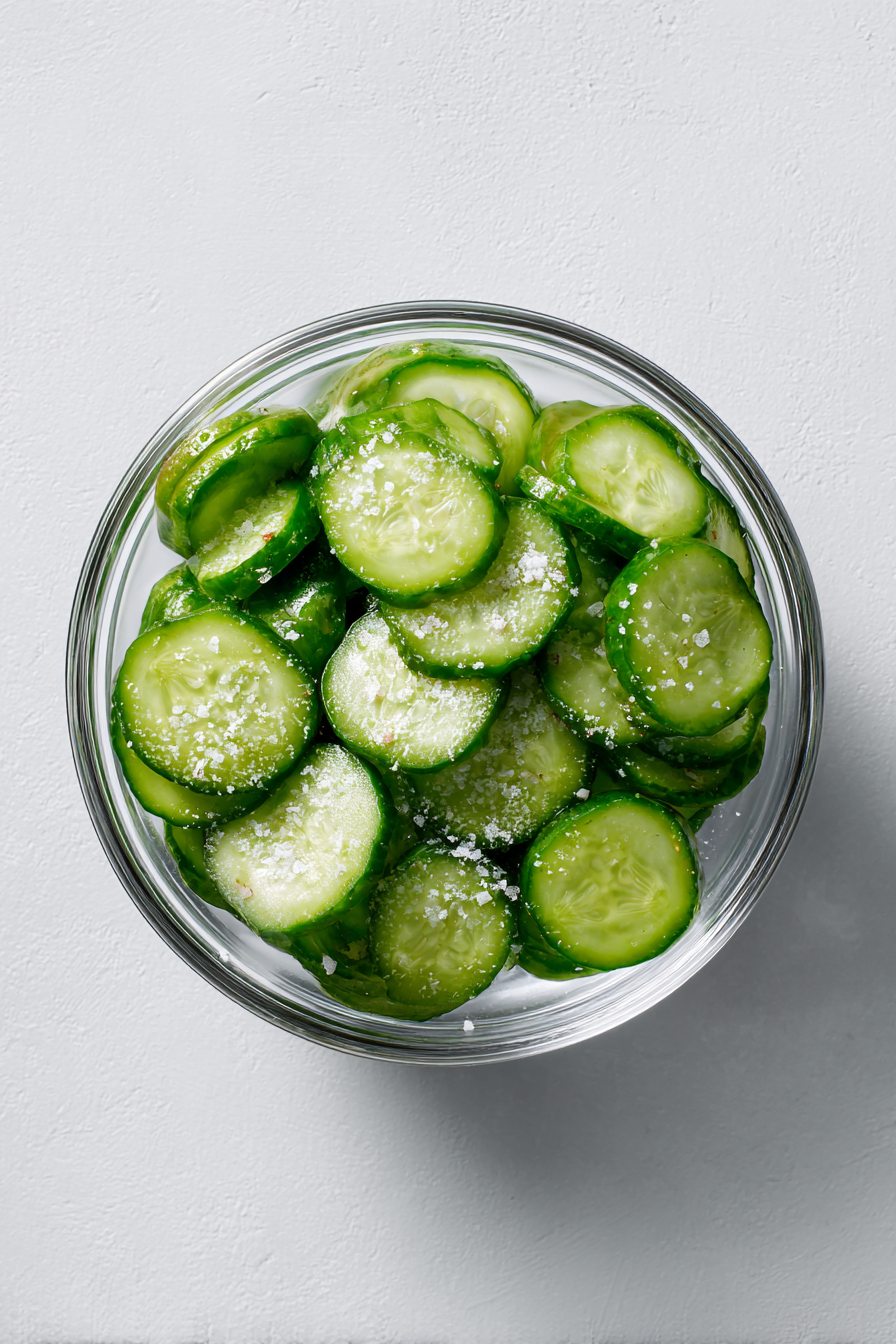 Sprinkle salt over them and let sit for 5 minutes to release excess water.