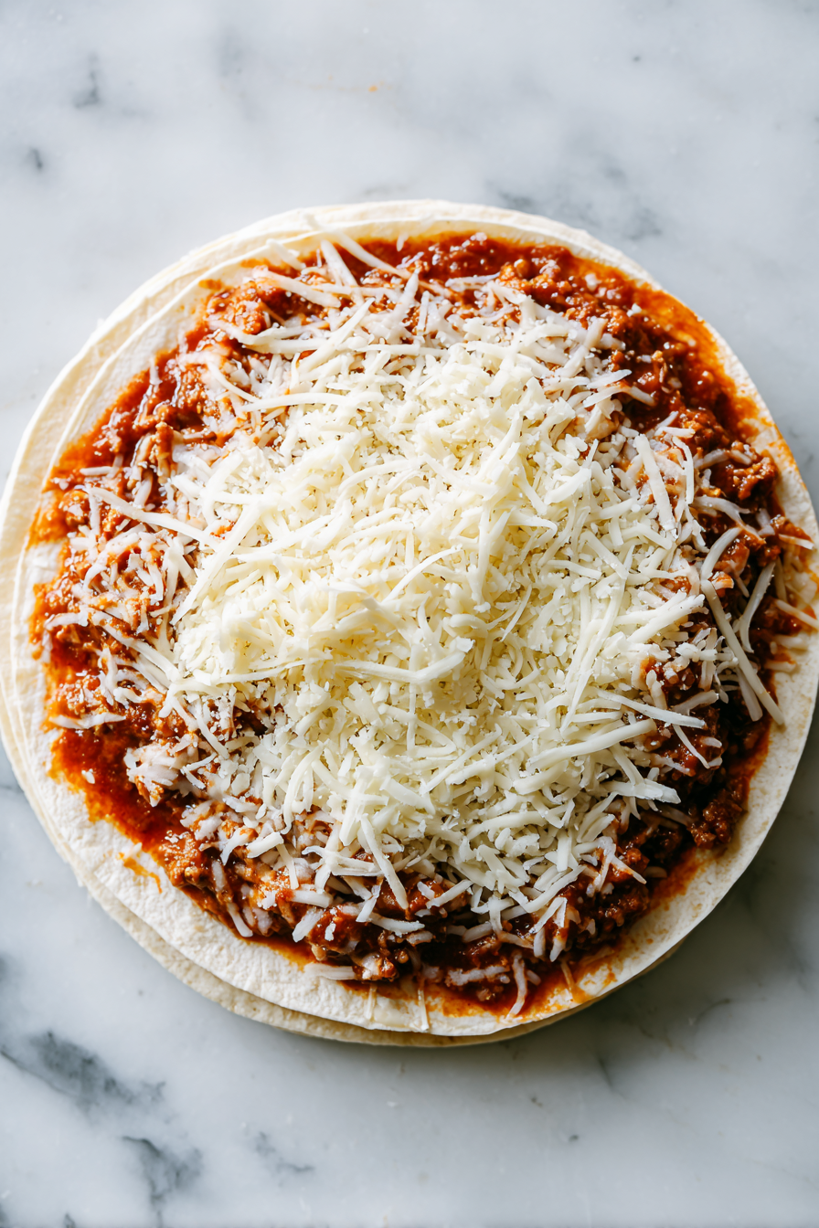 Sprinkle shredded Mexican cheese blend over the top and bake until cheese is melted.