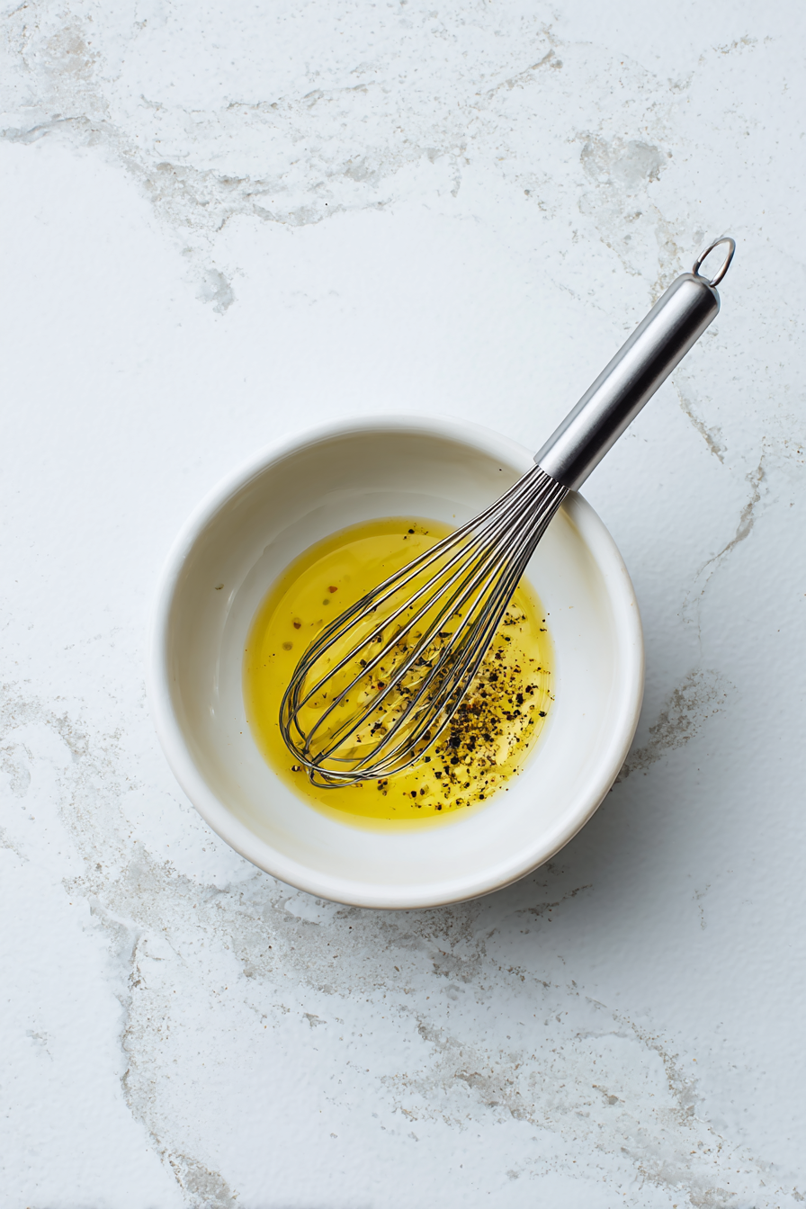 In a small bowl, whisk together olive oil, golden balsamic vinegar, lemon juice, and black pepper.