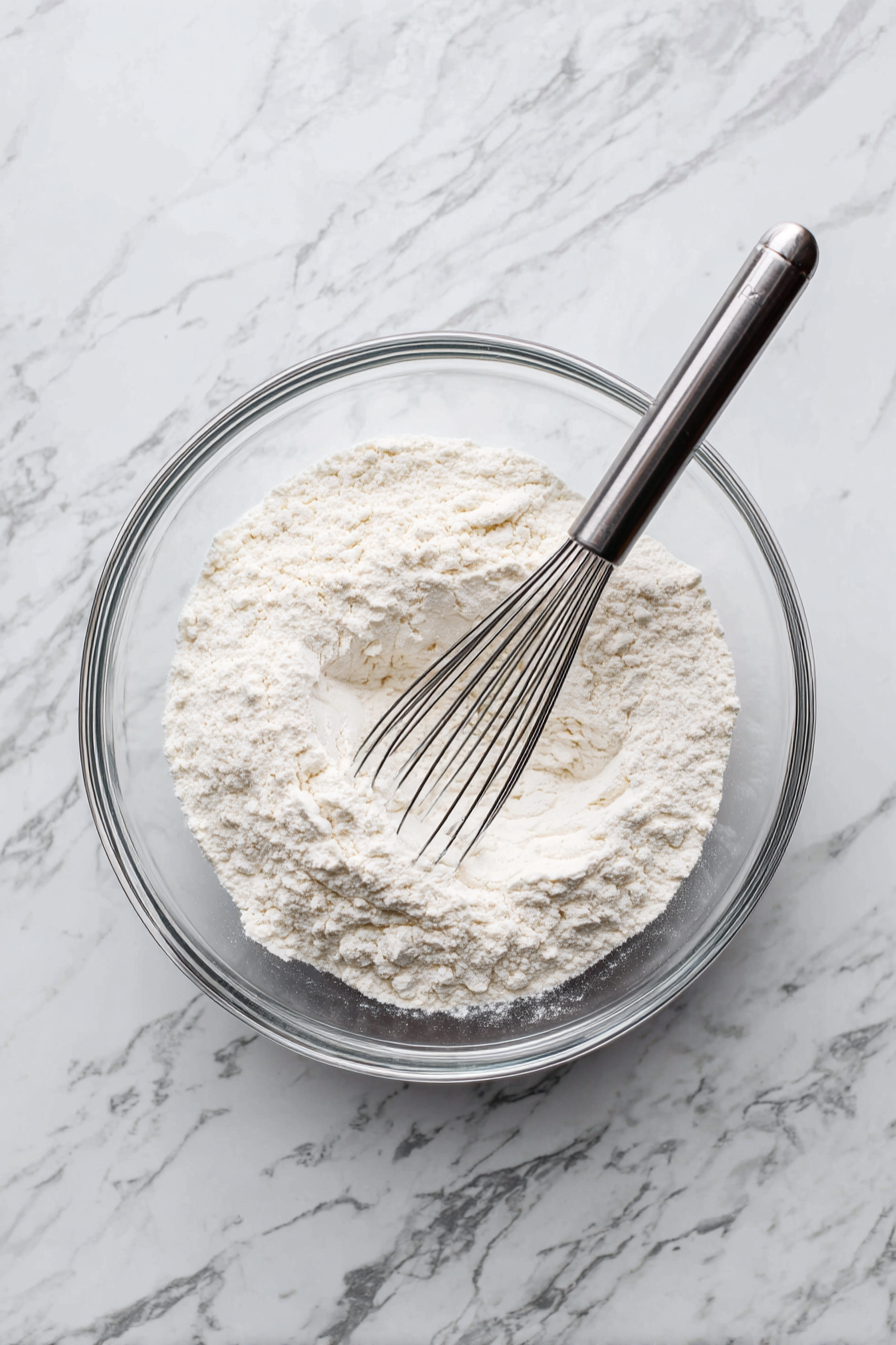 In a separate bowl, whisk flour, baking powder, and salt. Gradually add to the wet mix.
