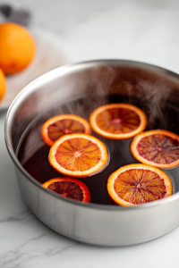 Slice the orange into thin rounds