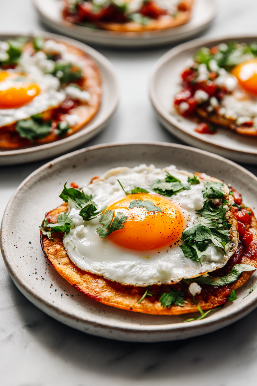 Place a cooked egg on top of the beans