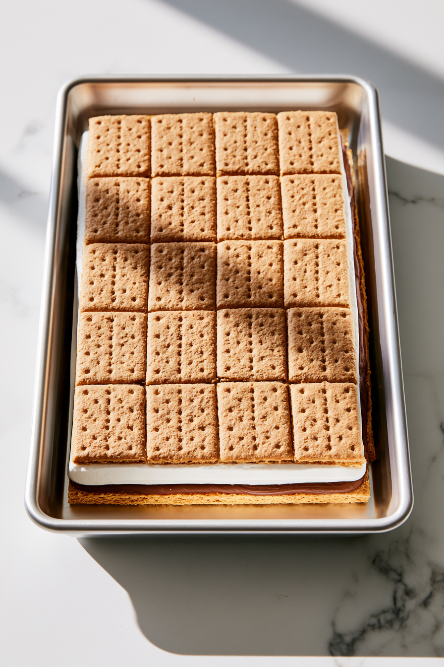 Drizzle or spread the remaining melted chocolate over the marshmallow layer