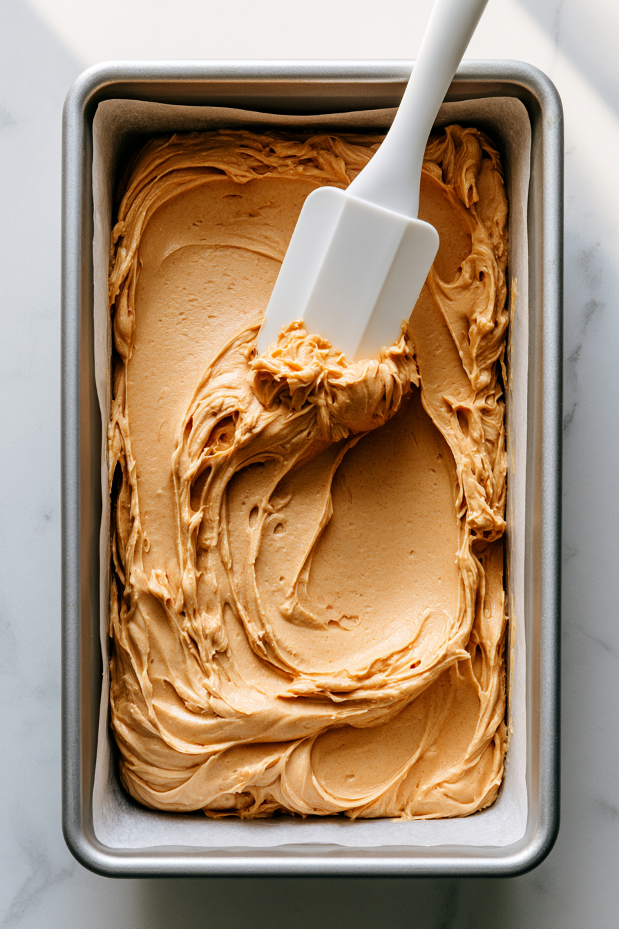 Spread the peanut butter-yogurt mixture evenly in the pan or mold