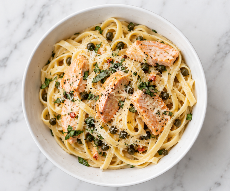 Lemon Garlic Salmon Pasta Recipe